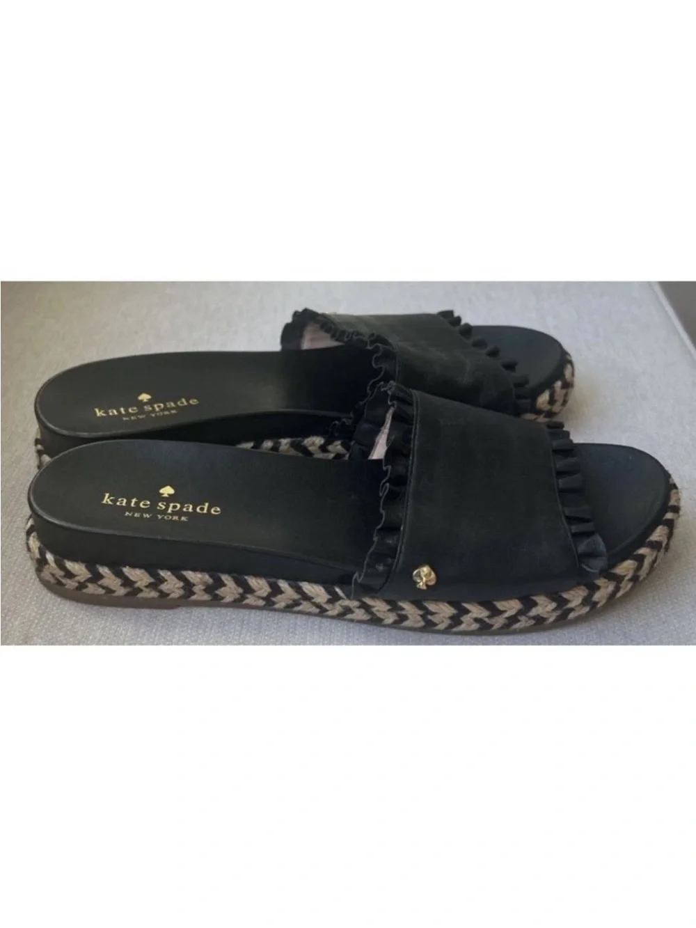 KATE SPADE NEW YORK Womens Sandals ZAHARA Slide Leather Hemp Rope Size 6M
